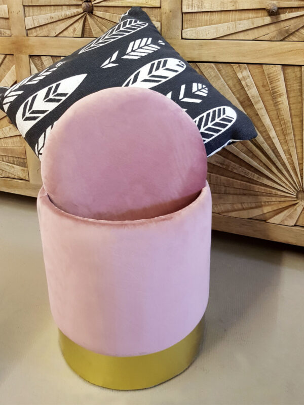 Tabouret en velours tabouret décoratif pouf en velours pouf décoratif tabouret en velours avec espace de rangement et couvercle Ø 31 H 38 cm – Image 4