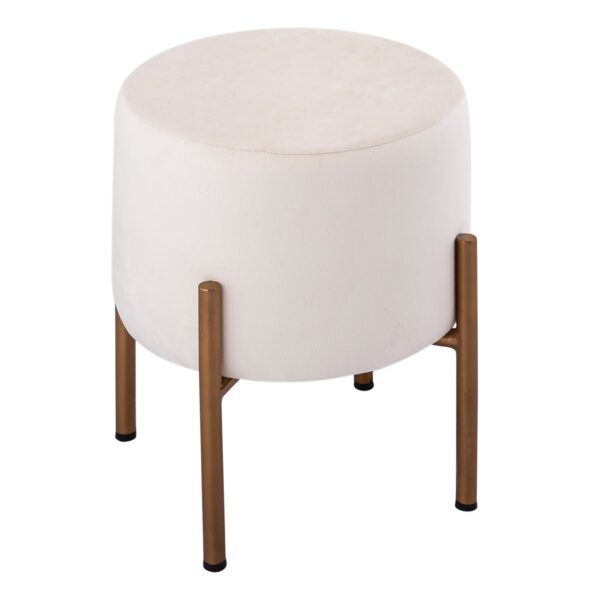 Tabouret velours Tabouret 2ème choix pouf velours Ø 32 H 38 cm assise pouf velours avec pieds rose fer doré