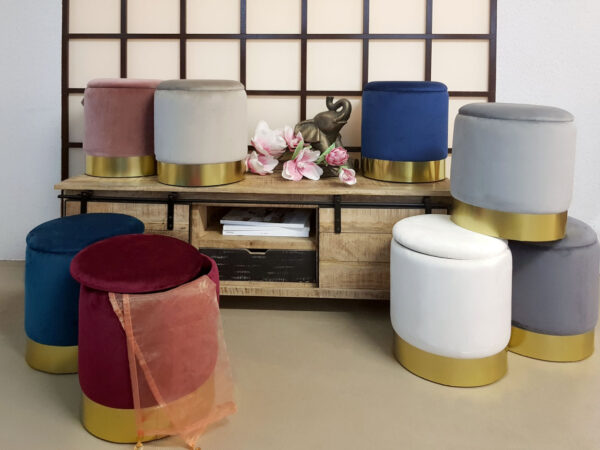 Tabouret en velours tabouret décoratif pouf en velours pouf décoratif tabouret en velours avec espace de rangement et couvercle Ø 31 H 38 cm – Image 6