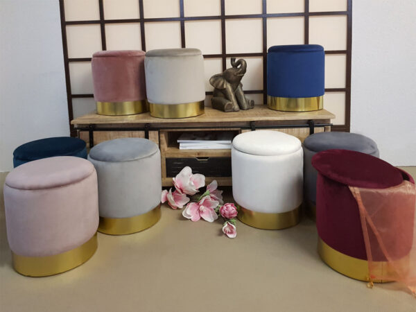 Tabouret en velours tabouret décoratif pouf en velours pouf décoratif tabouret en velours avec espace de rangement et couvercle Ø 31 H 38 cm – Image 3
