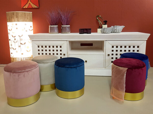Tabouret en velours tabouret décoratif pouf en velours pouf décoratif tabouret en velours avec espace de rangement et couvercle Ø 31 H 38 cm – Image 4