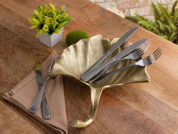 Bol décoratif bol aluminium ginkgo grand bol feuille d'or ou d'argent – Image 6