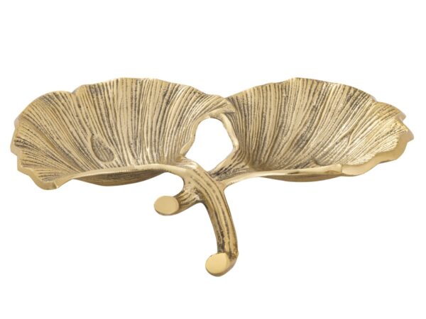 Bol décoratif bol Masterbox 18 pièces aluminium ginkgo 2 feuilles bol feuille d'or ou d'argent – Image 3