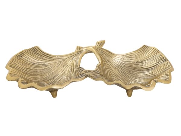Bol décoratif bol aluminium ginkgo 2 feuilles bol feuille d'or ou d'argent – Image 4