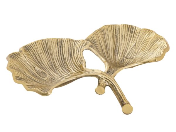 Bol décoratif bol aluminium ginkgo 2 feuilles bol feuille d'or ou d'argent – Image 5