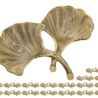 Bol décoratif bol Masterbox 18 pièces aluminium ginkgo 2 feuilles bol feuille d'or ou d'argent