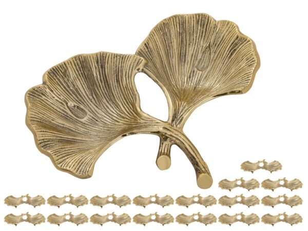 Bol décoratif bol Masterbox 18 pièces aluminium ginkgo 2 feuilles bol feuille d'or ou d'argent