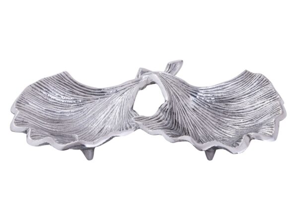 Bol décoratif bol aluminium ginkgo 2 feuilles bol feuille d'or ou d'argent – Image 4