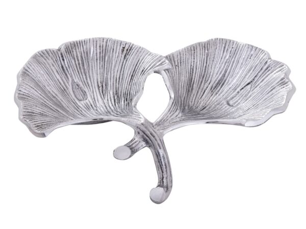 Bol décoratif bol aluminium ginkgo 2 feuilles bol feuille d'or ou d'argent – Image 5