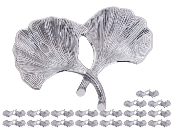 Bol décoratif bol Masterbox 18 pièces aluminium ginkgo 2 feuilles bol feuille d'or ou d'argent