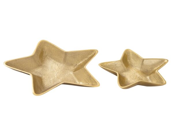 Bols décoratifs étoile lot de 2 Starlight or ou argent décoration de Noël aluminium – Image 3