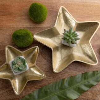 Bols décoratifs étoile lot de 2 Starlight or ou argent décoration de Noël aluminium