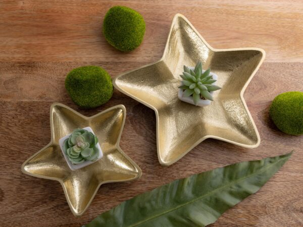 Bols décoratifs étoile lot de 2 Starlight or ou argent décoration de Noël aluminium