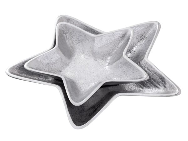 Bols décoratifs étoile lot de 2 Starlight or ou argent décoration de Noël aluminium – Image 2