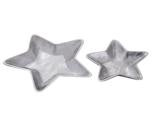Bols décoratifs étoile lot de 2 Starlight or ou argent décoration de Noël aluminium – Image 3