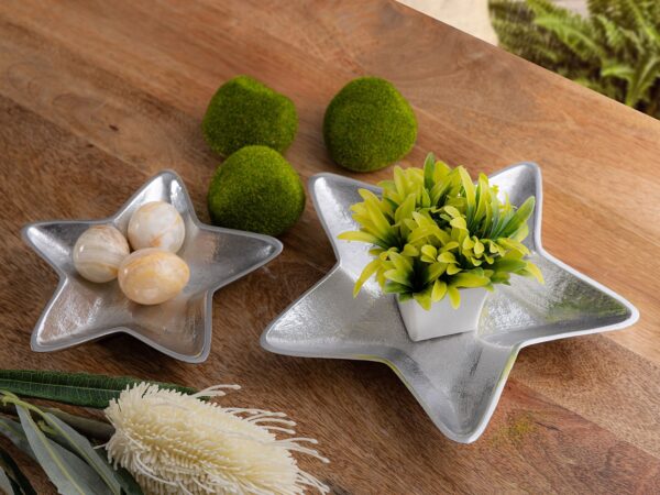 Bols décoratifs étoile lot de 2 Starlight or ou argent décoration de Noël aluminium – Image 8