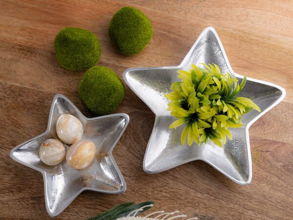 Bols décoratifs étoile lot de 2 Starlight or ou argent décoration de Noël aluminium