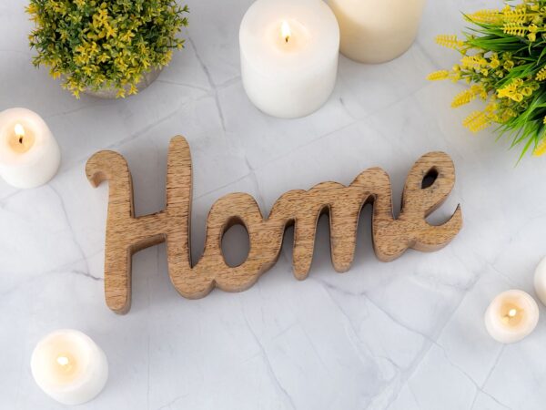 Figurine en bois lettrage Home L28x12cm lettrage décoratif en bois de manguier massif