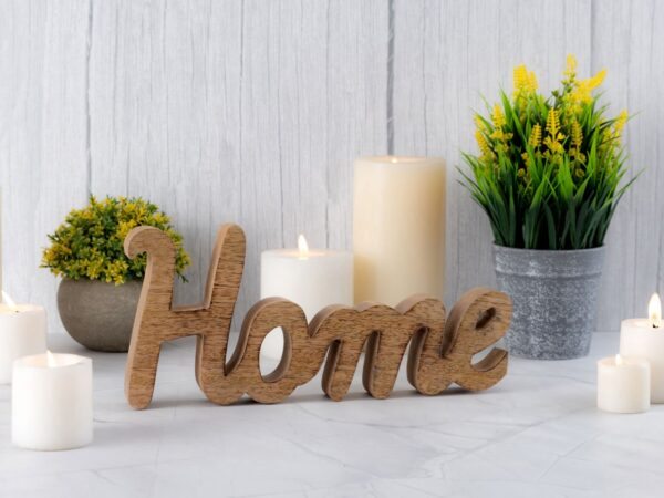 Figurine en bois lettrage Home L28x12cm lettrage décoratif en bois de manguier massif – Image 5