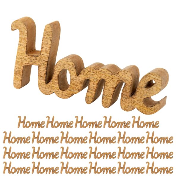 Figurine en bois lettrage Home L28x12cm Masterbox 24 pièces lettrage décoratif en bois de manguier massif