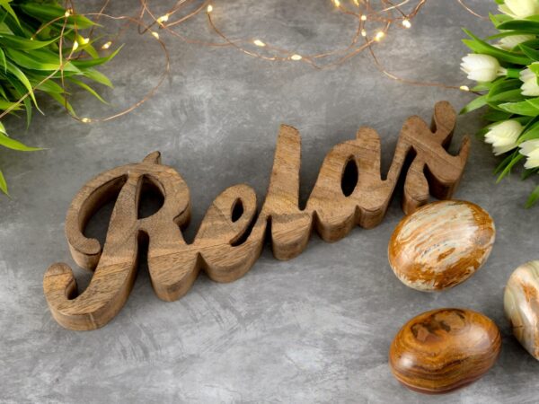 Lettrage Relax figurine en bois Masterbox 24 pièces L28x9cm lettrage décoratif en bois de manguier massif – Image 2