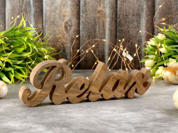 Lettrage Relax figurine en bois Masterbox 24 pièces L28x9cm lettrage décoratif en bois de manguier massif – Image 5
