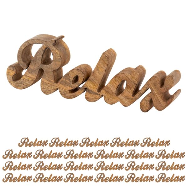 Lettrage Relax figurine en bois Masterbox 24 pièces L28x9cm lettrage décoratif en bois de manguier massif