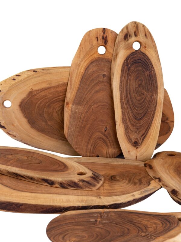 Planche de service tranche d'arbre 4 ou 8 pièces planche à découper plateau de service en bois décoratif acacia massif – Image 9