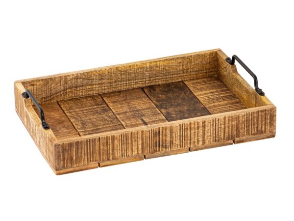 Plateau de service plateau en bois lot de 2 plateau 46x31cm plateau de service en bois plateau décoratif bois de manguier – Image 5