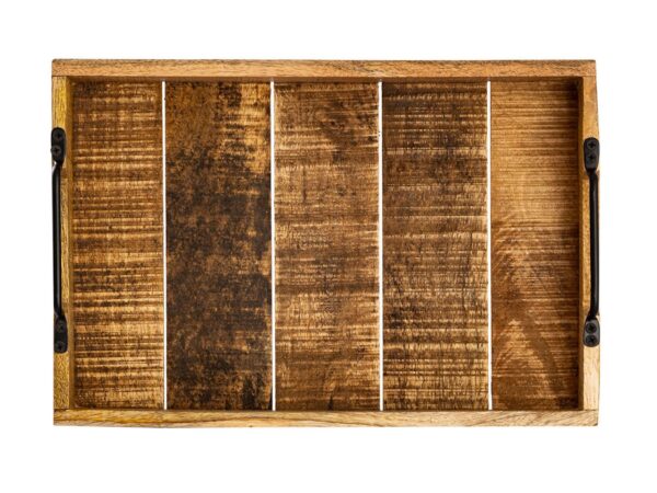 Plateau de service plateau en bois lot de 2 plateau 46x31cm plateau de service en bois plateau décoratif bois de manguier – Image 7