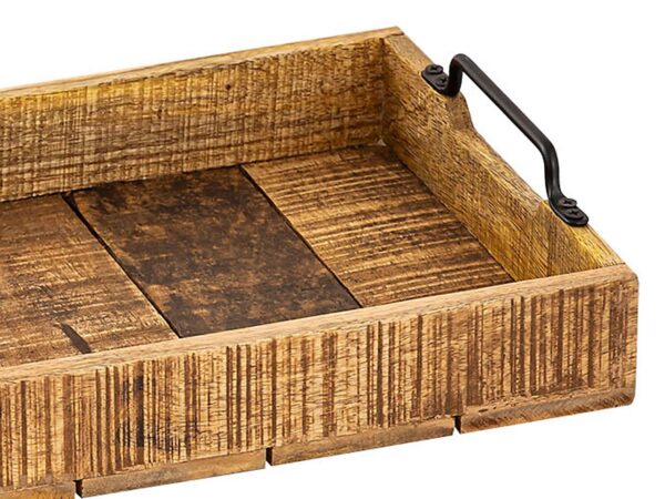 Plateau de service plateau en bois lot de 2 plateau 46x31cm plateau de service en bois plateau décoratif bois de manguier – Image 8