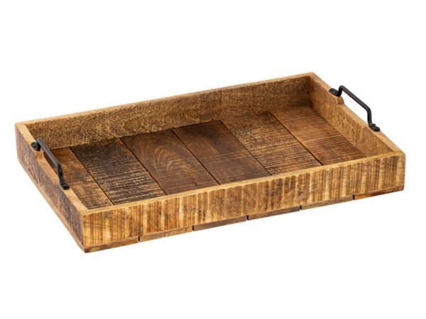 Plateau en bois plateau de service XXL 57x39cm plateau plateau décoratif en bois de manguier massif – Image 2