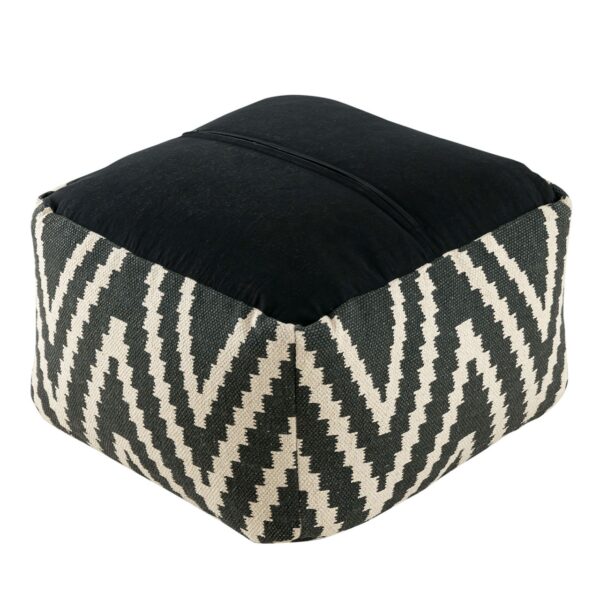 Repose-pieds siège cube 50x35x50cm pouf kilim coussin de sol Pérou noir taupe jaune turquoise – Image 8