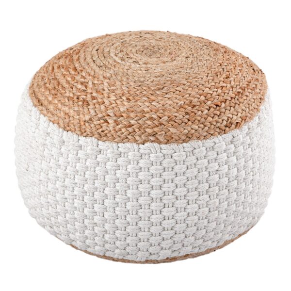 Pouf tabouret en jute rond 50x50 cm tabouret décoratif jute naturel pouf coussin de sol repose-pieds