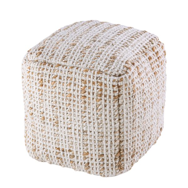 Pouf tabouret carré jute 40x40x40cm tabouret décoratif tabouret en jute naturel coussin de sol repose-pieds – Image 2