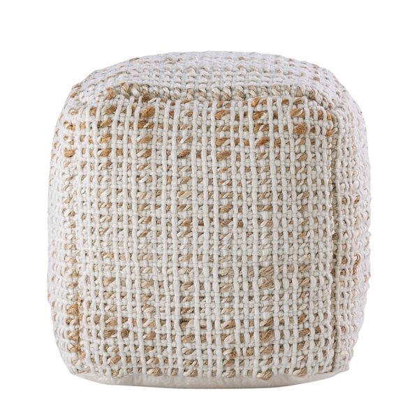 Pouf tabouret carré jute 40x40x40cm tabouret décoratif tabouret en jute naturel coussin de sol repose-pieds – Image 3
