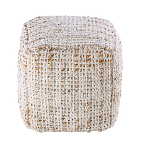 Pouf tabouret carré jute 40x40x40cm tabouret décoratif tabouret en jute naturel coussin de sol repose-pieds – Image 4