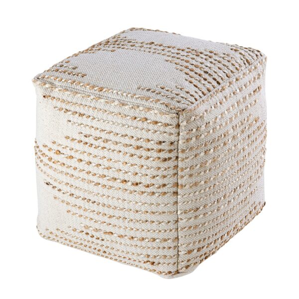 Tabouret en jute 45x45x45cm pouf carré tabouret décoratif tabouret en jute naturel coussin de sol repose-pieds – Image 2