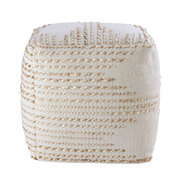 Tabouret en jute 45x45x45cm pouf carré tabouret décoratif tabouret en jute naturel coussin de sol repose-pieds – Image 3