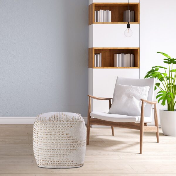 Tabouret en jute 45x45x45cm pouf carré tabouret décoratif tabouret en jute naturel coussin de sol repose-pieds – Image 6