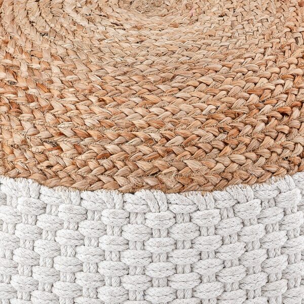 Pouf tabouret en jute rond 50x50 cm tabouret décoratif jute naturel pouf coussin de sol repose-pieds – Image 5