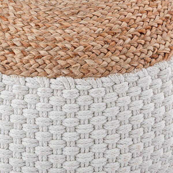 Pouf tabouret en jute rond 50x50 cm tabouret décoratif jute naturel pouf coussin de sol repose-pieds – Image 4