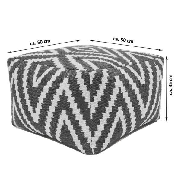 Repose-pieds siège cube 50x35x50cm pouf kilim coussin de sol Pérou noir taupe jaune turquoise – Image 5