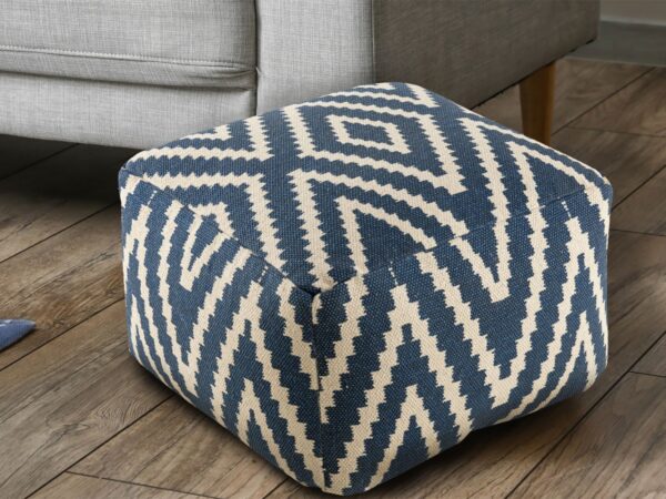 Repose-pieds siège cube 50x35x50cm pouf kilim coussin de sol Pérou noir taupe jaune turquoise – Image 2