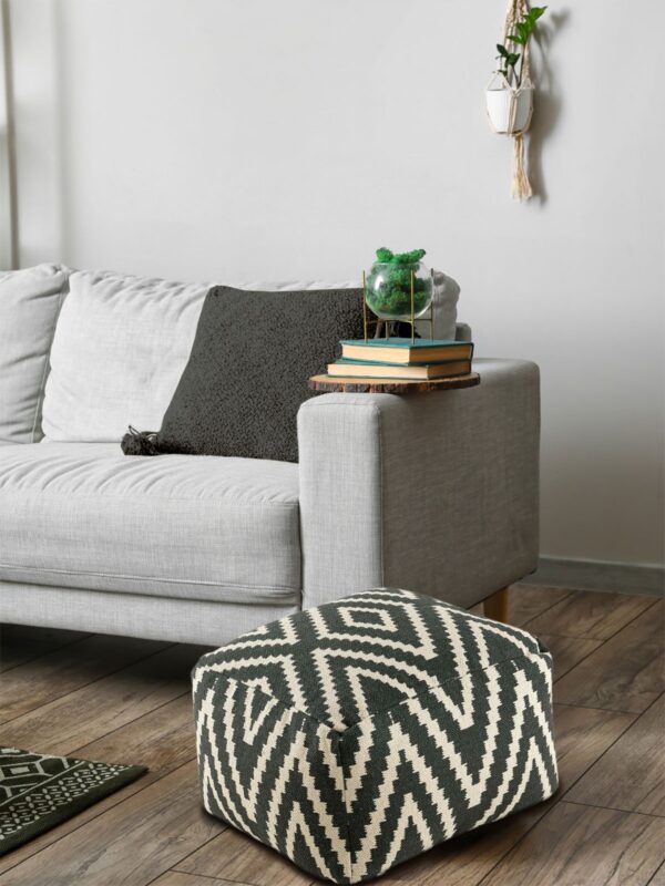 Repose-pieds siège cube 50x35x50cm pouf kilim coussin de sol Pérou noir taupe jaune turquoise – Image 3