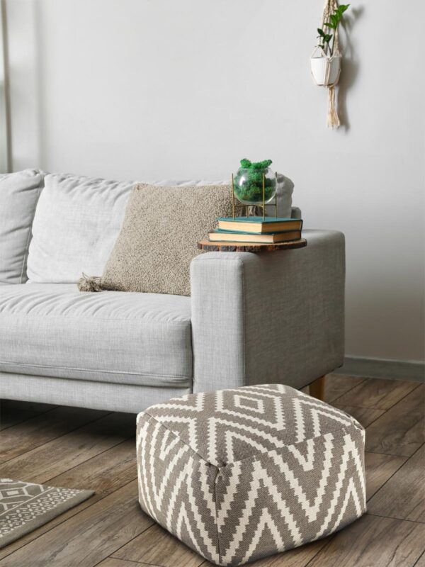 Repose-pieds siège cube 50x35x50cm pouf kilim coussin de sol Pérou noir taupe jaune turquoise – Image 4