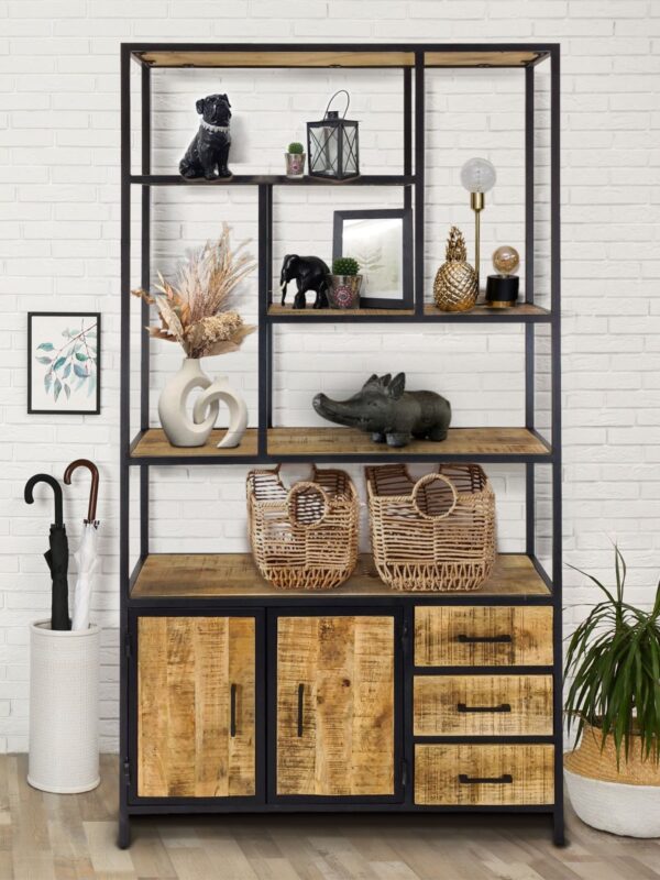 Etagère bibliothèque sur pied 98x190x36cm structure métal Liverpool