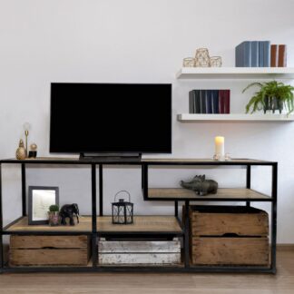 Étagère sur pied diviseur de pièce étagère à livres étagère multimédia bibliothèque 130x60x36cm cadre en métal Liverpool noir