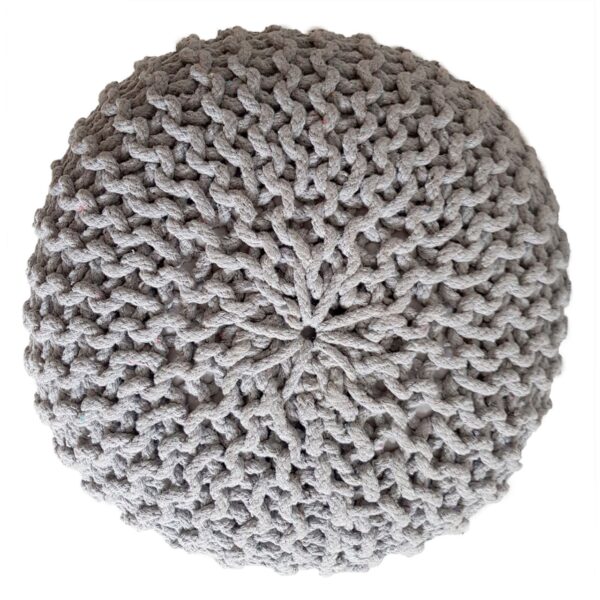 Pouf tabouret tricoté Ø 45 H 30 cm pouf d'assise cm coussin de sol tricoté – Image 3