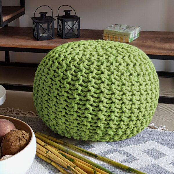 Pouf tabouret tricoté Ø 45 H 30 cm pouf d'assise cm coussin de sol tricoté